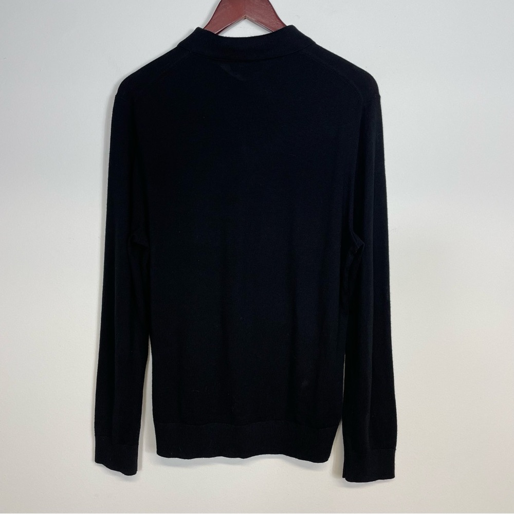 Vince Men's Black Wool Long Sleeve Polo Sweater Size M - Picture 11 of 12